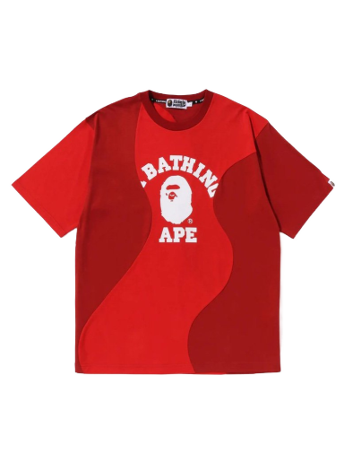 Tričko BAPE Cutting College Relaxed Fit Tee Červená | 1J30-109-011