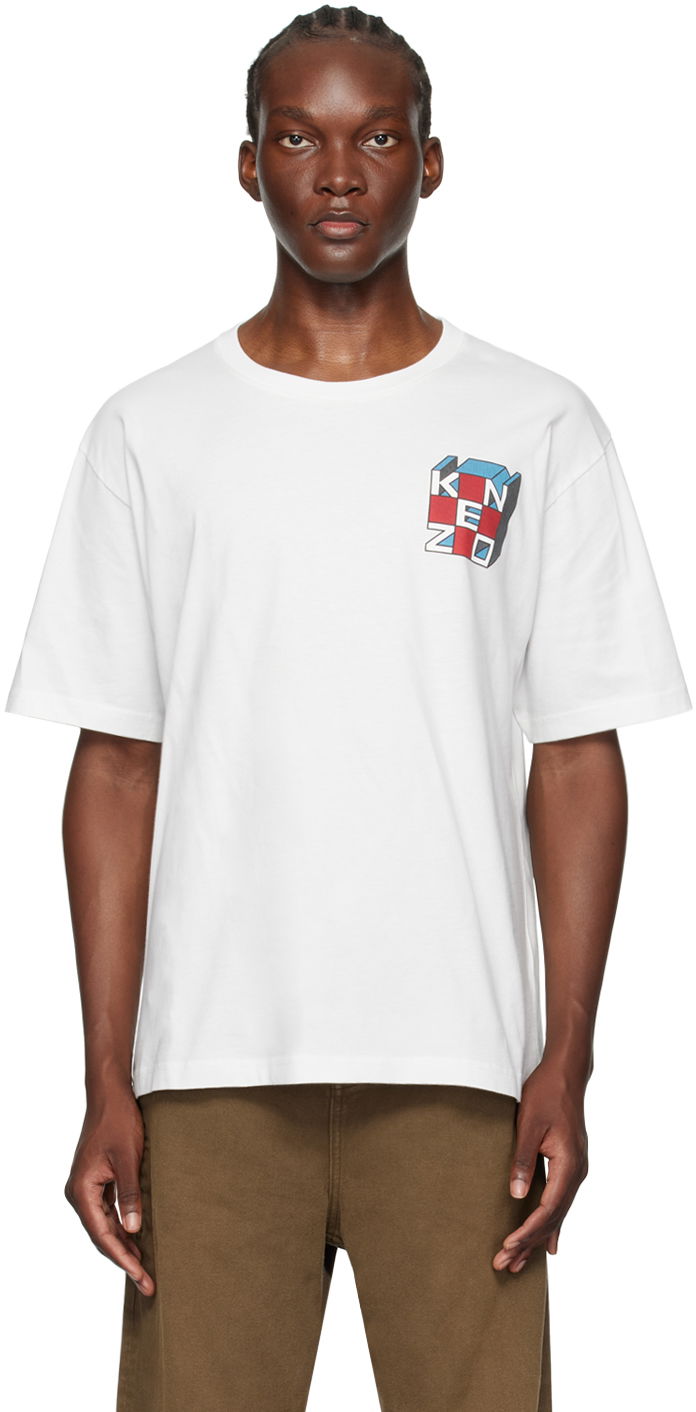 Tričko KENZO White Paris ' Kube' T-Shirt Biela | FE65TS2874SG, 0