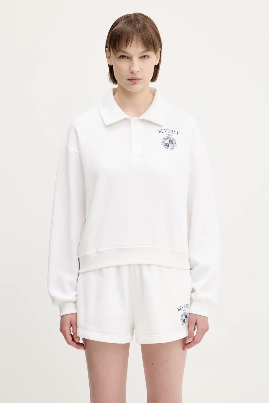 Polo tričko Sporty & Rich Sporty & Rich BH Crest Soft Polo Sweatshirt Biela | ST086626256WH01, 0