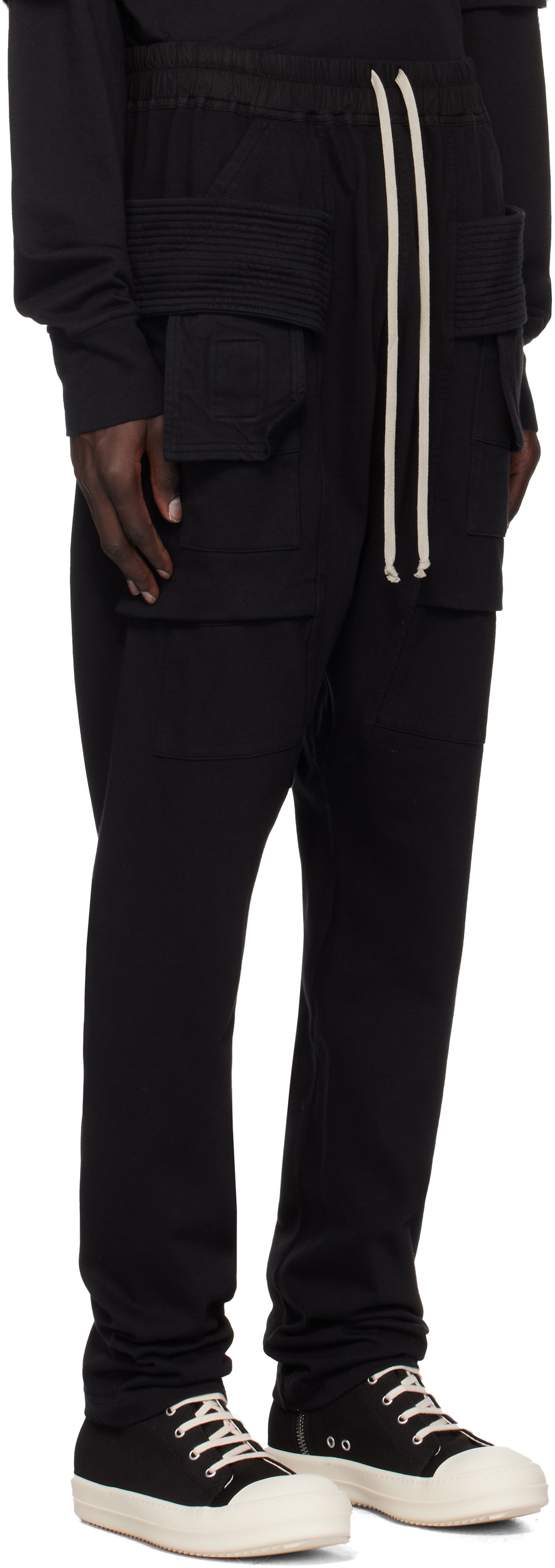 Cargo nohavice Rick Owens Rick Owens DRKSHDW Porterville Creatch Drawstring Cargo Pants Čierna | DU02D2376 RIG, 1