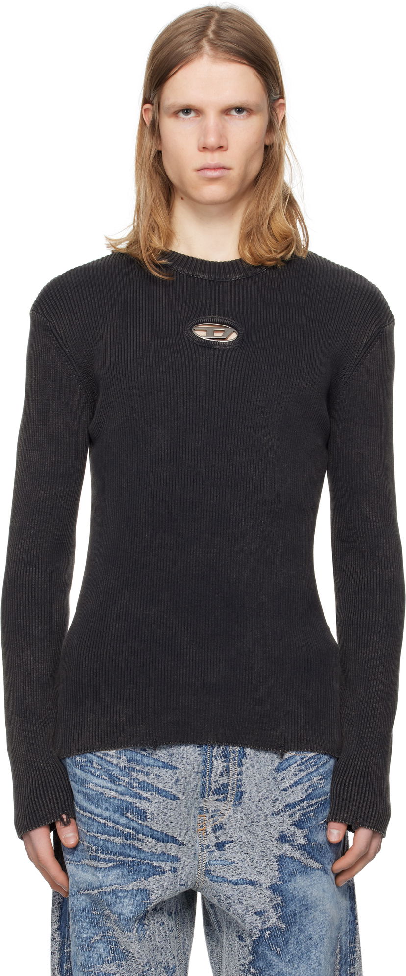 Sveter Diesel Diesel K-Darin-D Ribbed Knit Sweater Čierna | A17512-0AKBQ-900