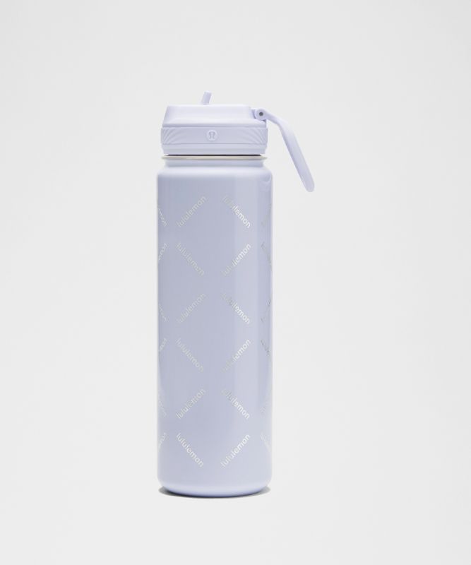Fľaše lululemon Back to Life 710 ml Water Bottle with Straw Print Fialová | prod20001831, 0