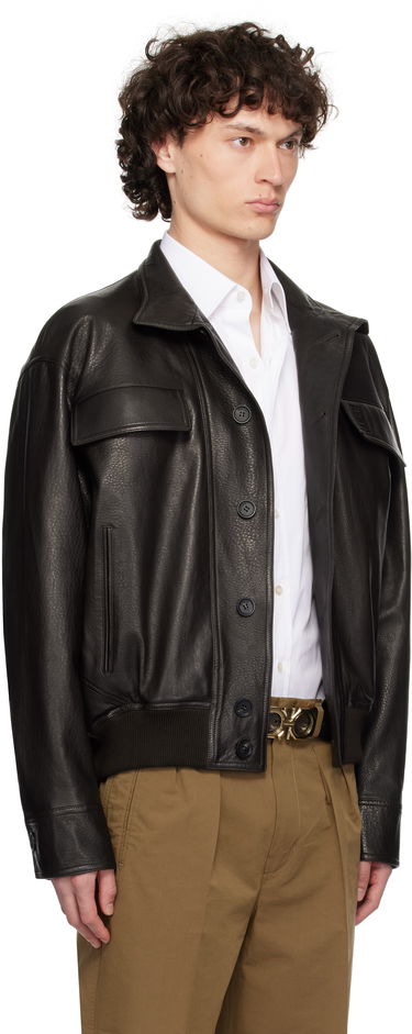 Bunda FERRAGAMO Ferragamo Grainy Leather Jacket Čierna | 783255, 1