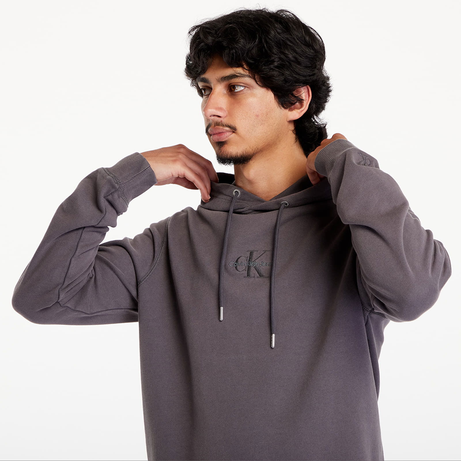 Washed Monologo Hoodie Gray