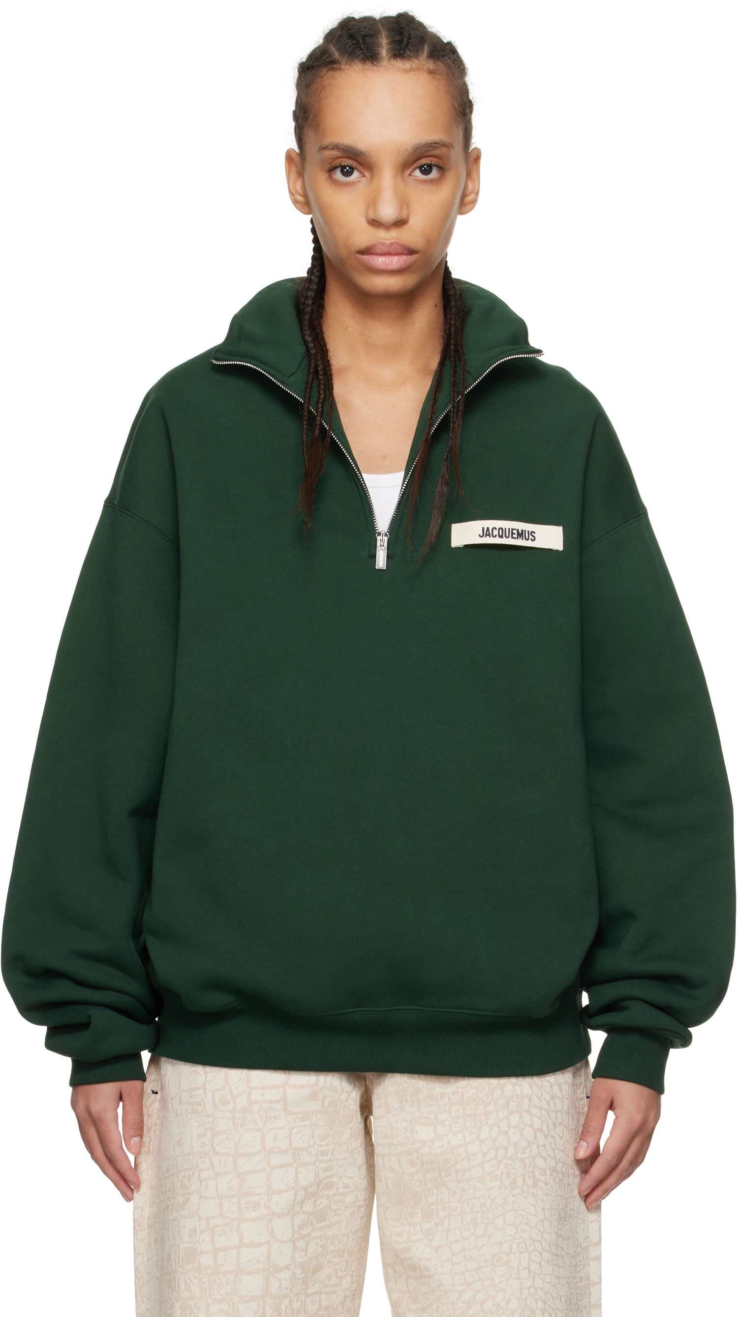 Sveter Jacquemus Jacquemus Gros Grain Zipped-Rollneck Sweatshirt Zelené | 25E255JS283-2458, 0