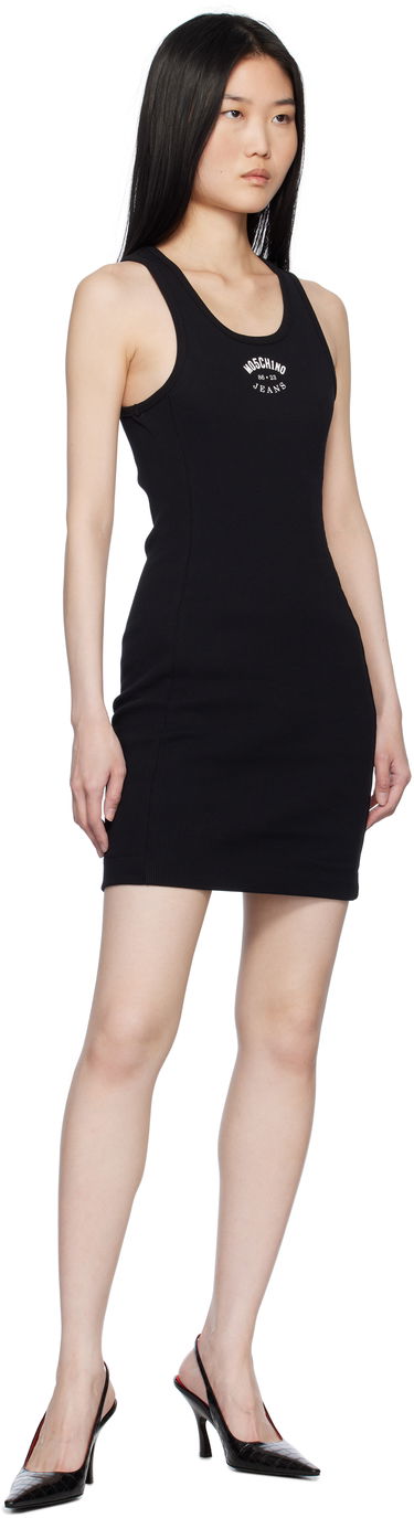 Šaty Moschino Moschino Jeans Stretch Cotton Logo Minidress Čierna | 251K10431, 3