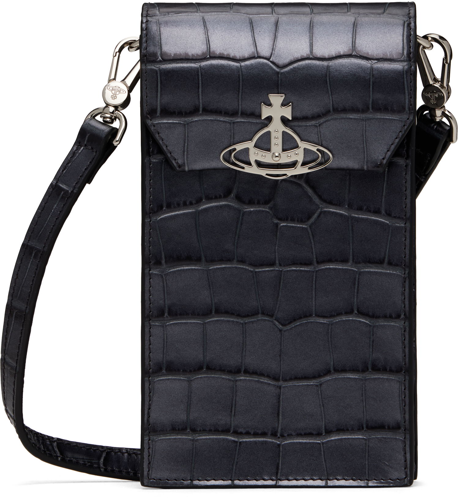 Taška cez rameno Vivienne Westwood Vivienne Westwood Crocodile Embossed Leather Phone Pouch Čierna | 58030001U-L00A2-, 0
