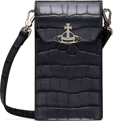 Taška cez rameno Vivienne Westwood Vivienne Westwood Crocodile Embossed Leather Phone Pouch Čierna | 58030001U-L00A2-, 0