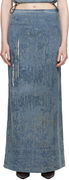 Diesel De-Megan-Fsg Distressed Denim Maxi Skirt