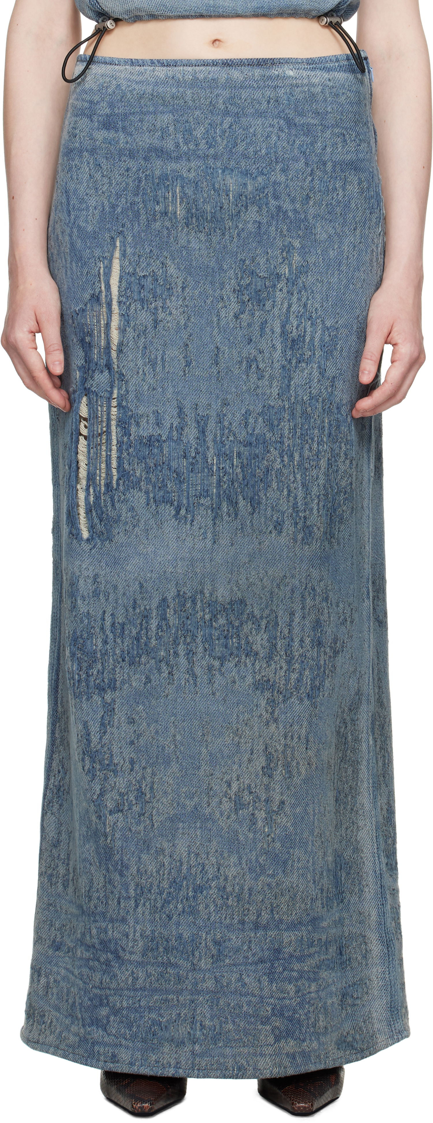 Sukňa Diesel Diesel De-Megan-Fsg Distressed Denim Maxi Skirt Modrá | A18934 068RQ, 0
