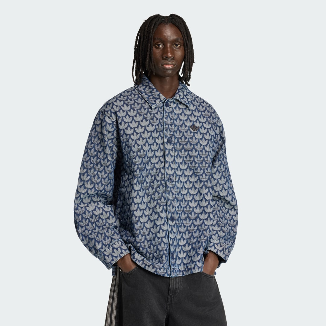 Košeľa adidas Performance Denim Monogram Shirt Jacket Modrá | KD0397, 0