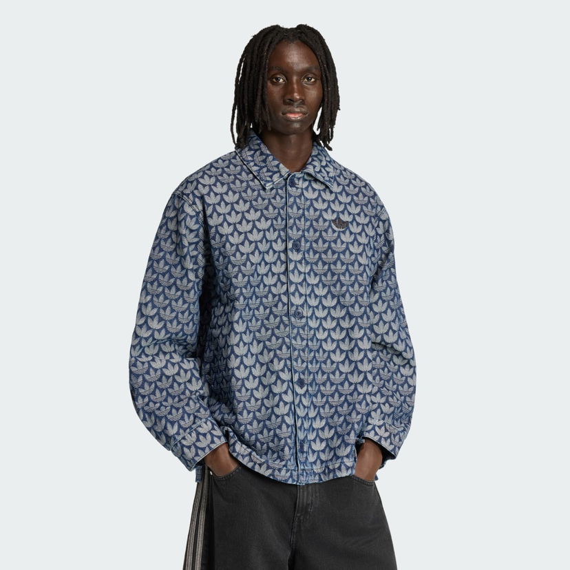 Košeľa adidas Performance Denim Monogram Shirt Jacket Modrá | KD0397