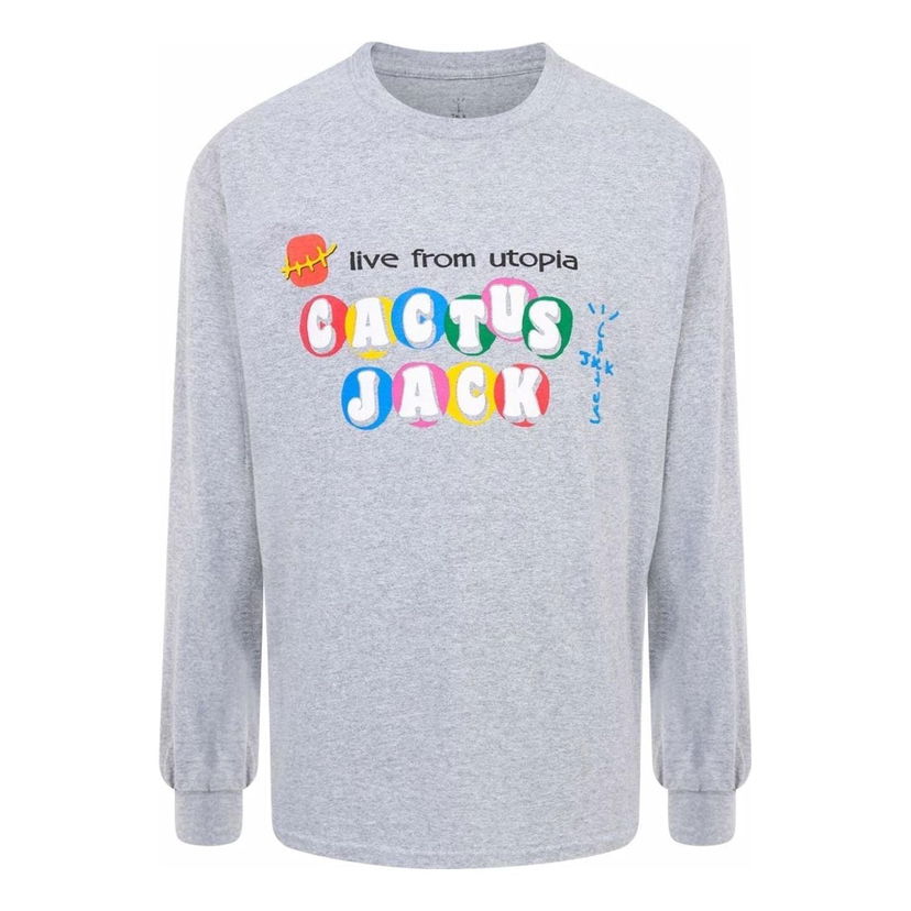 Tričko Cactus Jack by Travis Scott Travis Scott x McDonalds Live From Utopia Long Sleeve T-Shirt Šedá | CJMD-LS131