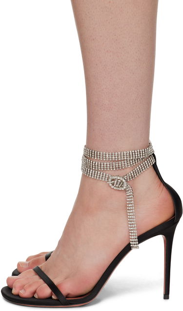 Doplnky Amina Muaddi Amina Muaddi Giorgia Crystal Heeled Sandals Čierna | GIORGIA CRYSTAL ST SATIN, 2