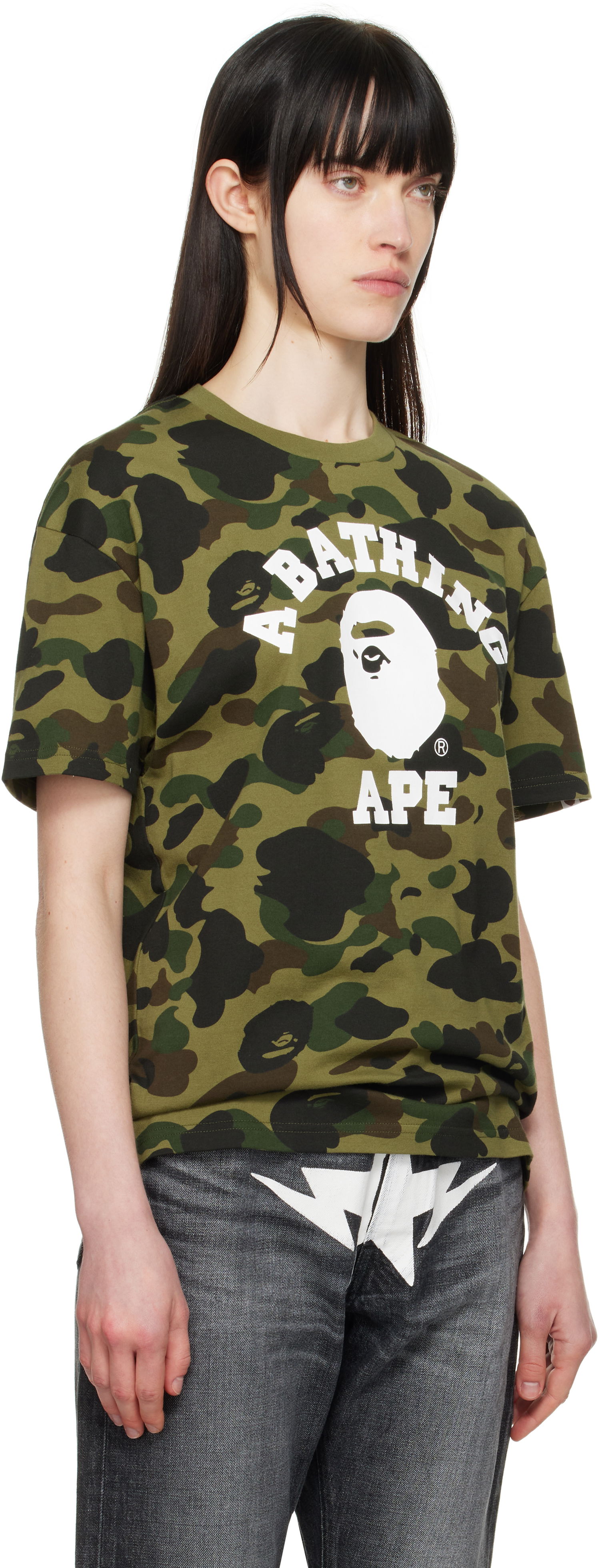 Tričko BAPE A Bathing Ape 1st Camo College Oversized Tee Zelené | 001CSL302002L, 1