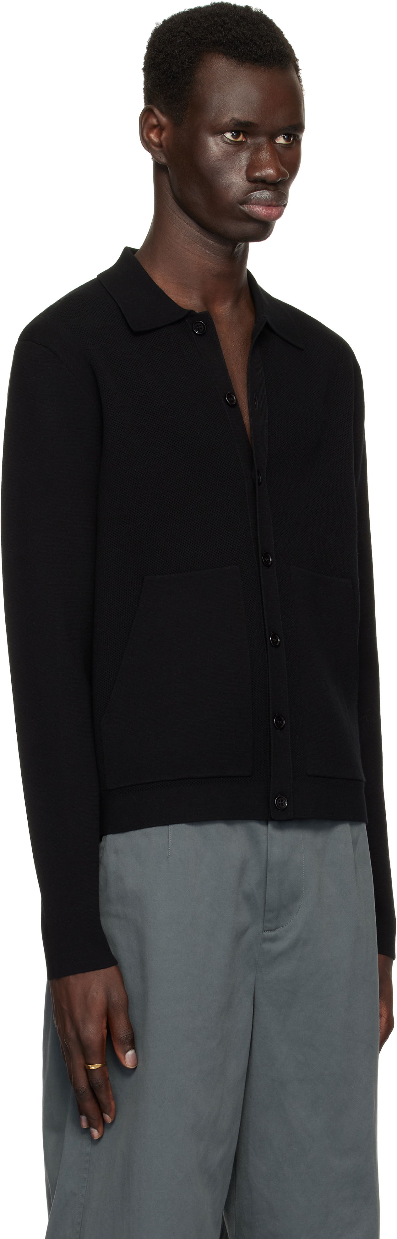 Sveter Dries Van Noten Dries Van Noten Spread Collar Knit Cardigan Čierna | 251-021228-1701, 1