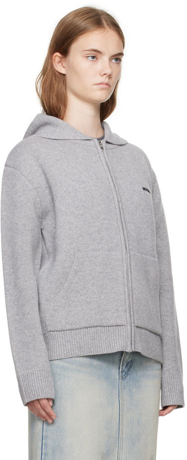 Mikina We11done We11done Embroidered-Logo Zip-Up Hoodie Šedá | WD-KJ2-24-605-W-GY, 1
