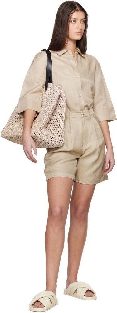 Šortky Anine Bing Anine Bing Carrie Pleated Linen Shorts Béžová | A-05-9356-OMA10, 3