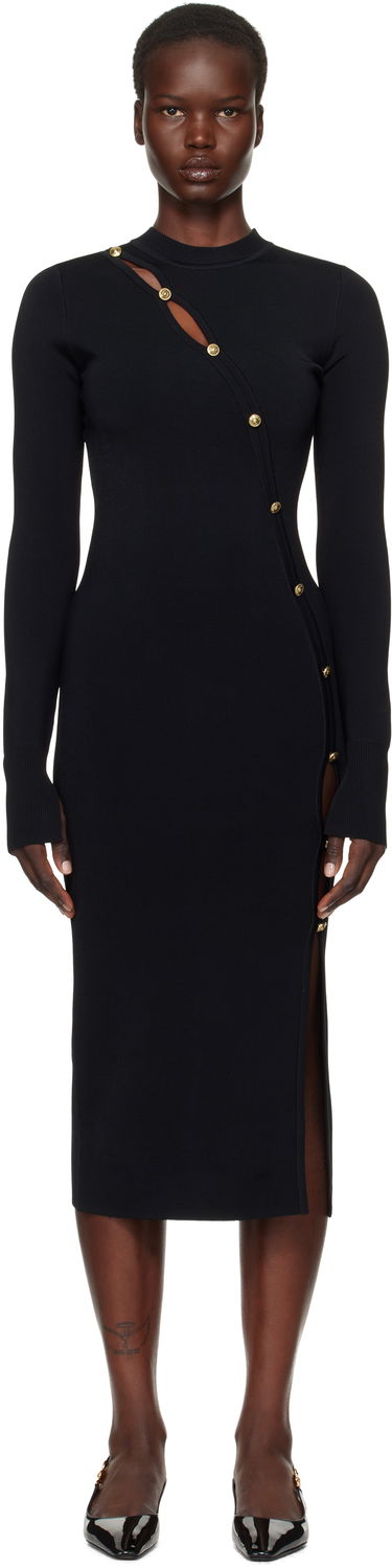 Šaty Versace Cutout Jersey Midi Dress Čierna | E77HAOMB3_ECM61H, 0