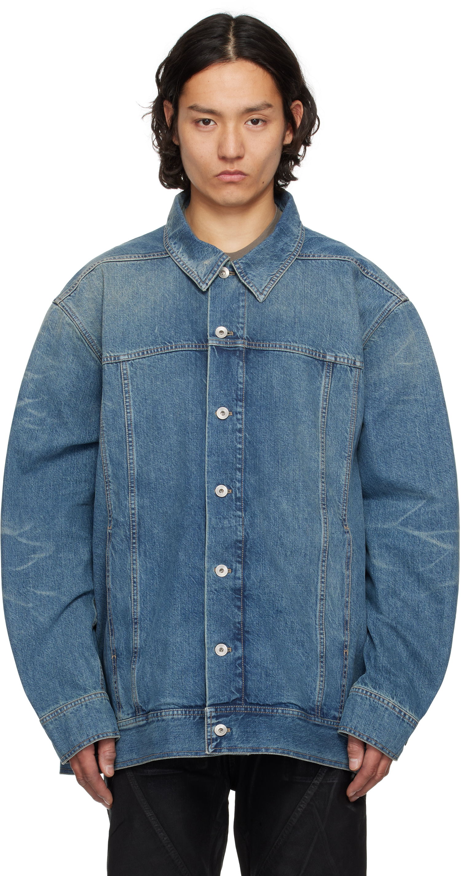 Bunda Rick Owens Rick Owens DRKSHDW Hollywood Jumbo Worker Denim Jacket Modrá | DU01E3761 DWB, 0