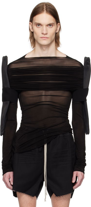 Šortky Rick Owens Rick Owens Hollywood Sheer Long Sleeve T-Shirt Čierna | RR01E5200 BZCD, 0
