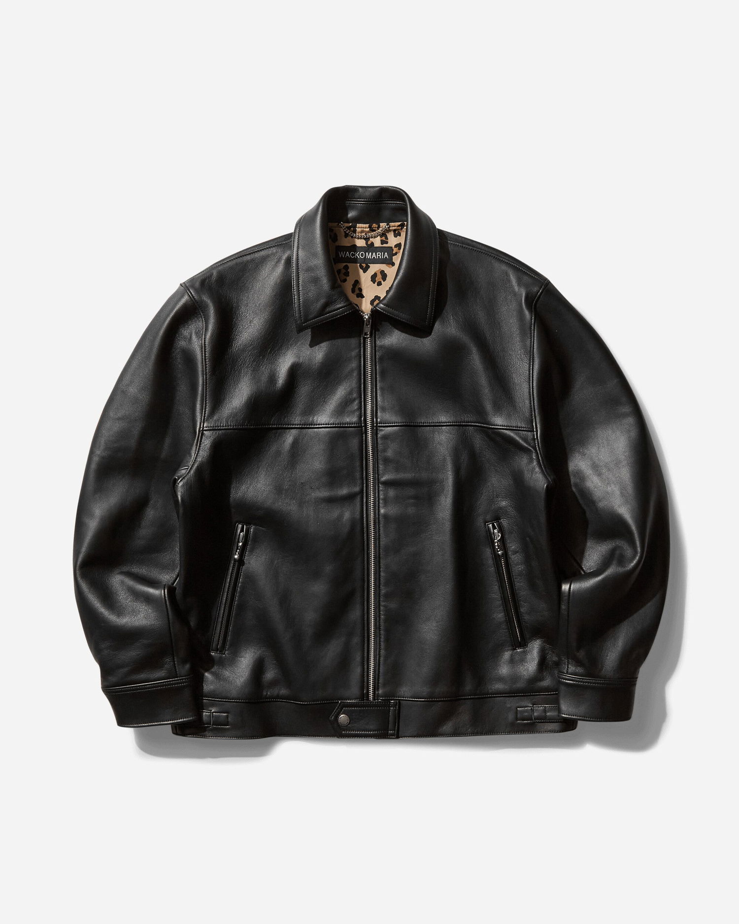 Bomber bunda WACKO MARIA Single Riders Leather Jacket Type-2 Čierna | 25SSE-WMO-BL02 BLACK, 1
