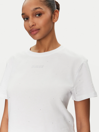 Crop Top GUESS Guess Primula Rhinestones Boxy T-Shirt Biela | V5GI00I3Z14-G011, 3