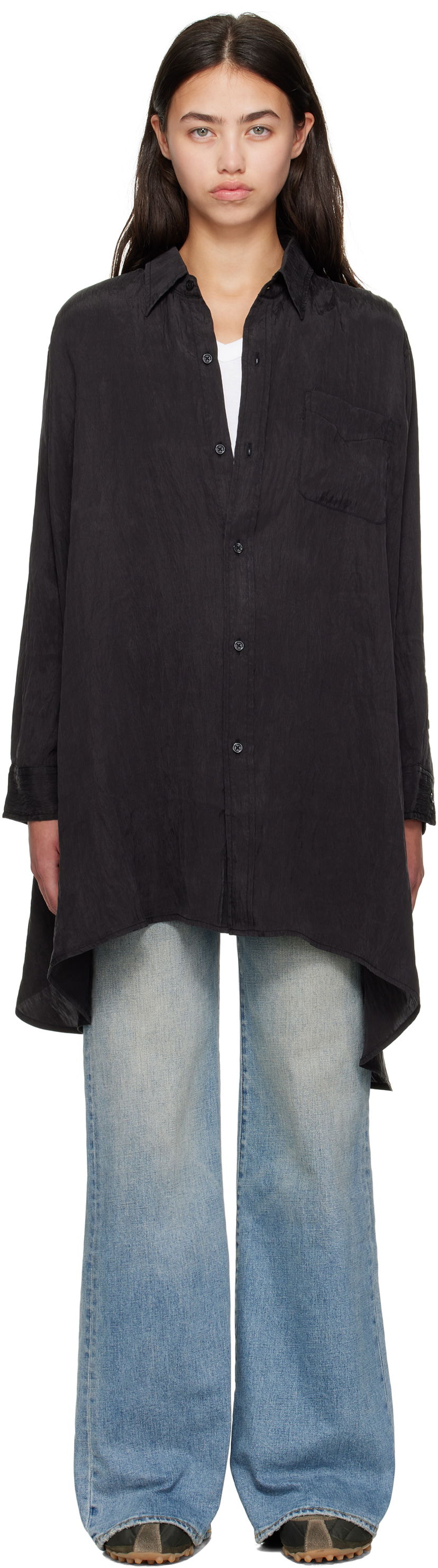 Košeľa R13 R13 Draped Front Shirt Čierna | R13WR416-R510A