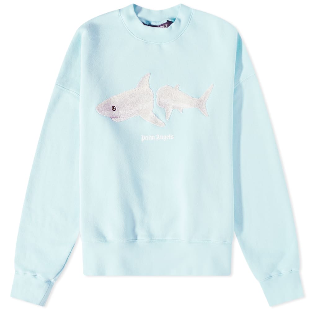 Mikina Palm Angels Shark Crew Sweat Tyrkysová | PMBA026S23FLE0054001, 0