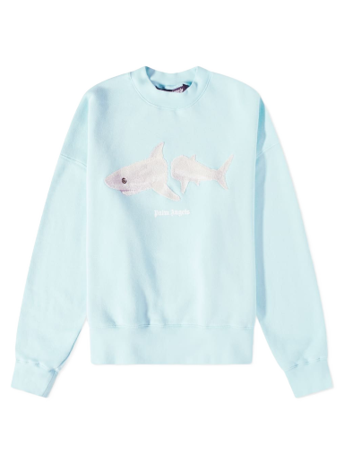 Mikina Palm Angels Shark Crew Sweat Tyrkysová | PMBA026S23FLE0054001