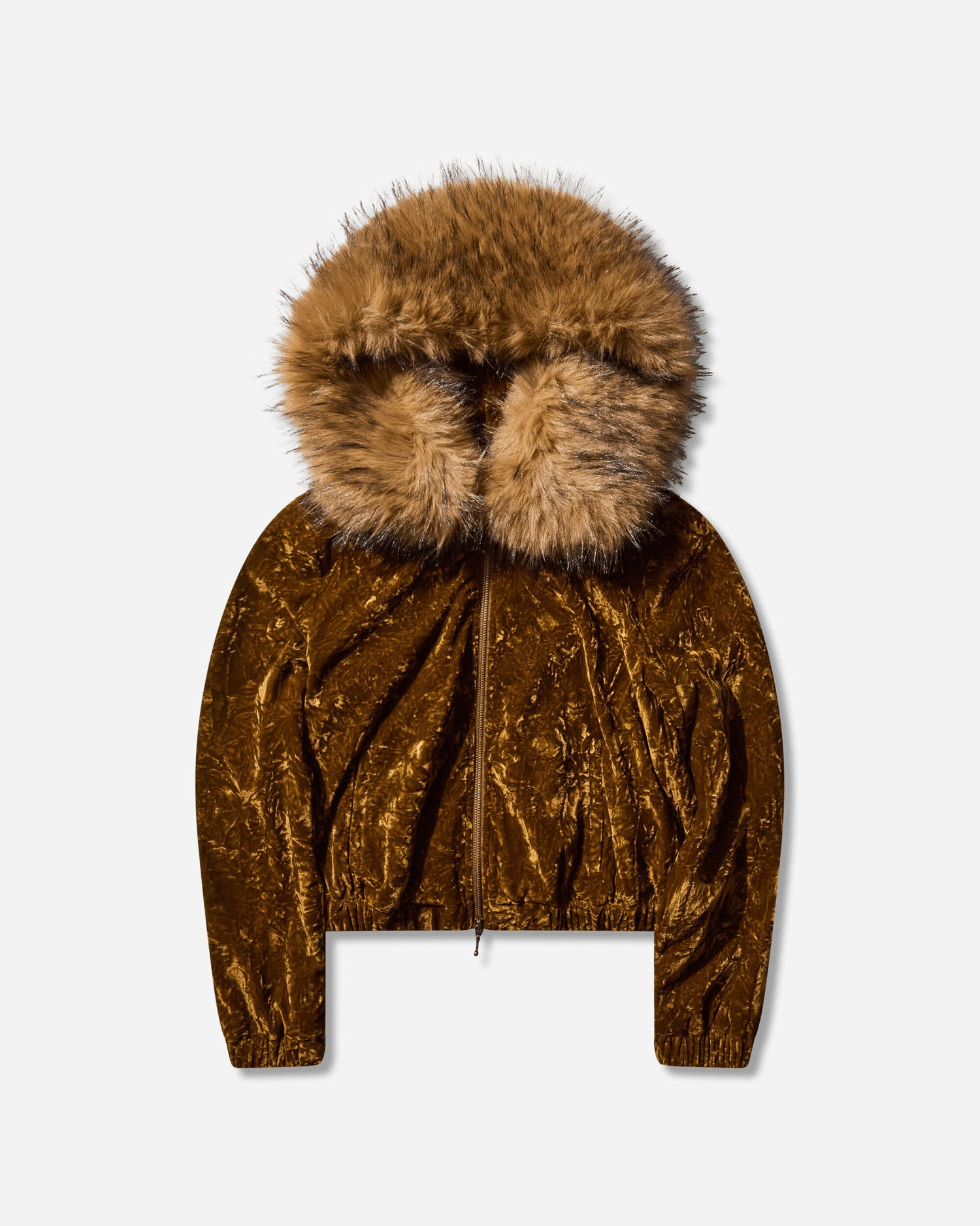 Mikina GUESS Faux Fur Trim Crushed Velour Hoodie Hnedá | W5BQ04W0260 G1EM, 1