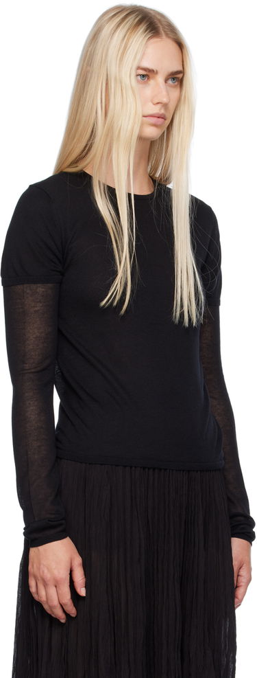 Tričko TOTEME TOTEME Layered Long Sleeve T-Shirt Čierna | 243-WRT0348-YA0079, 1