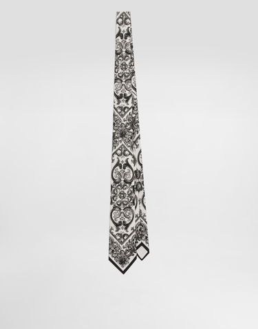 Doplnky Dolce & Gabbana Dolce & Gabbana Majolica Print Silk Twill Tie Biela | GT147EG0WV7HX5DQ, 0
