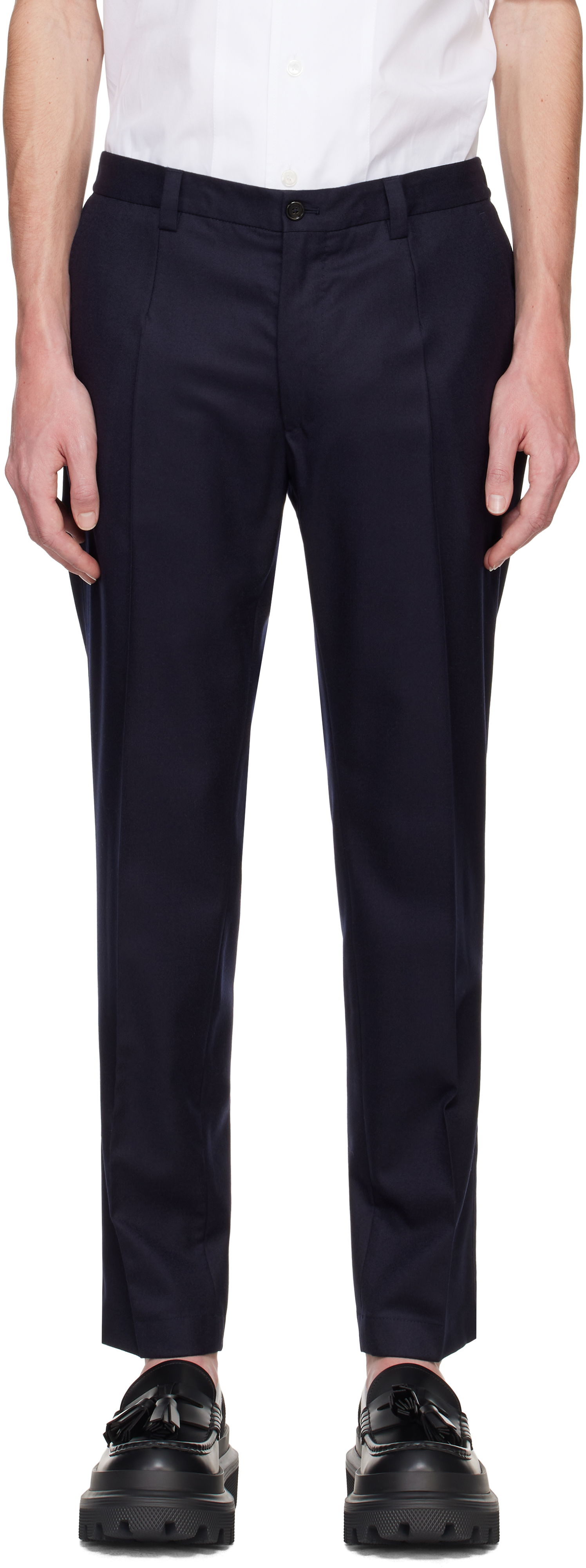 Nohavice Dolce & Gabbana Tailored Flannel Trousers Modrá | GW13ETFU21Q, 0