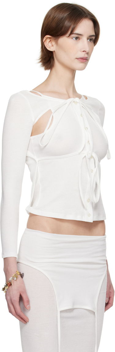 Sveter Eckhaus Latta Eckhaus Latta Flip Crop Top Biela | 1207-EL-PS25-CH -, 1