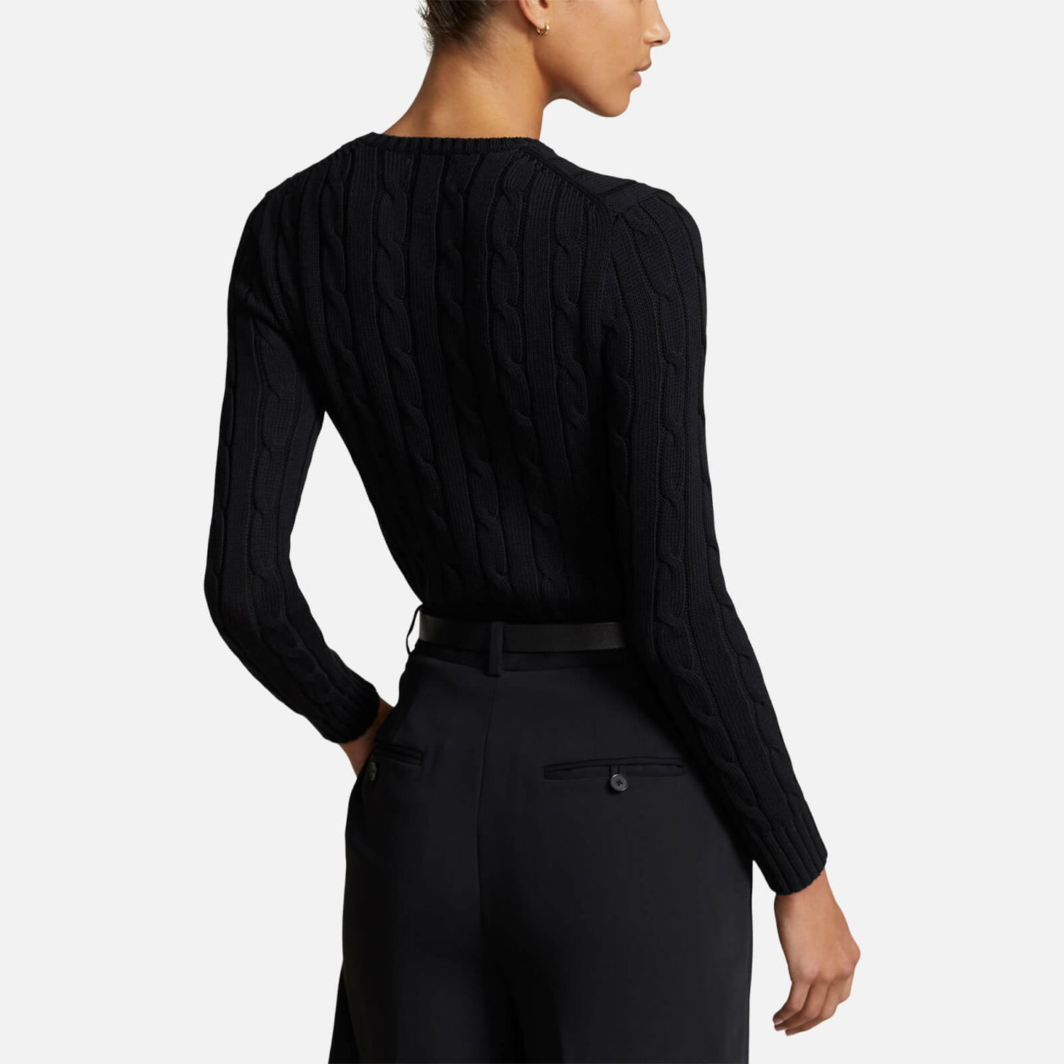 Oblečenie a doplnky Polo by Ralph Lauren Polo Ralph Lauren Baumwoll-Rundhalspullover mit Zopfmuster - Black - L Čierna | 211891640011, 1