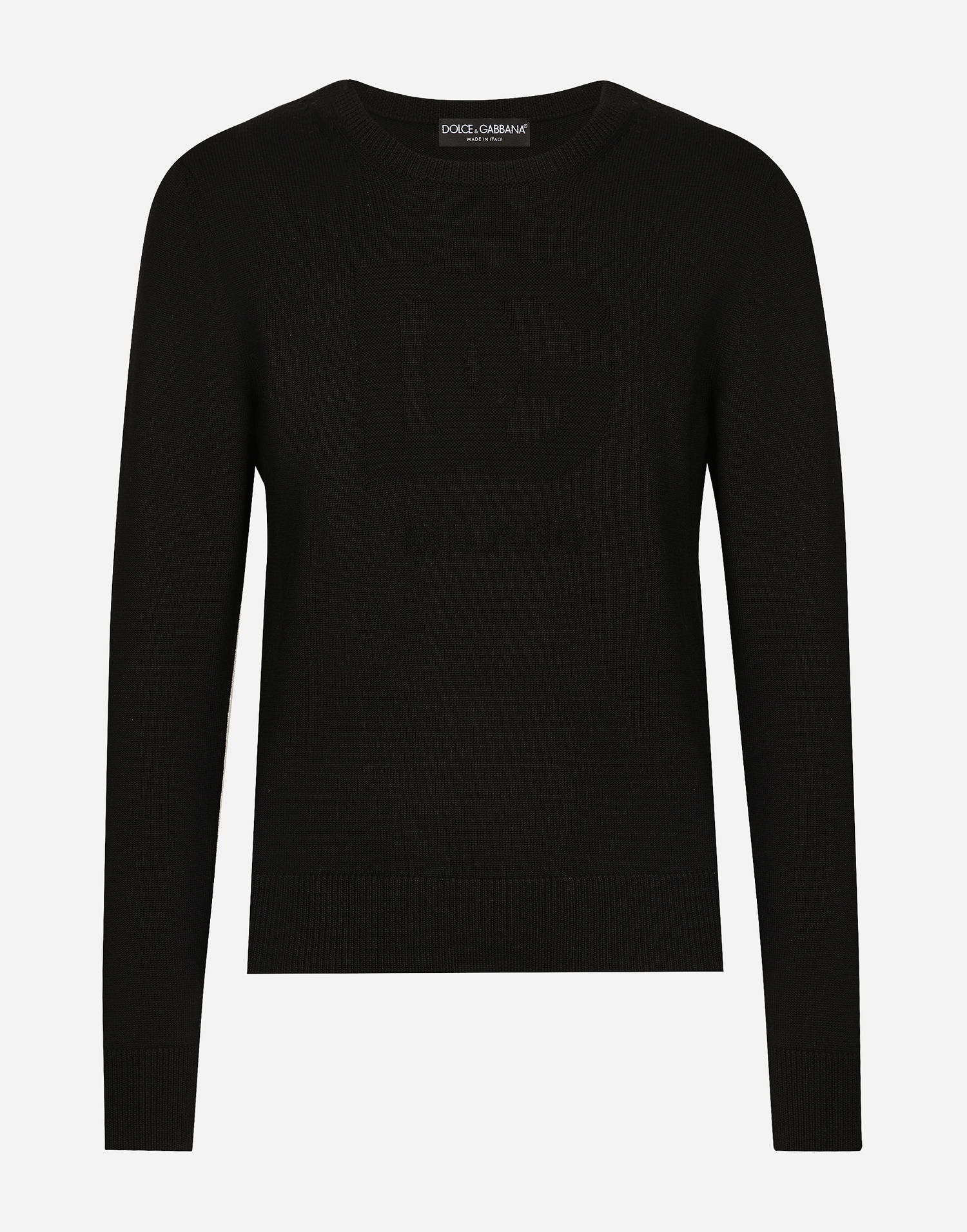 Sveter Dolce & Gabbana Dolce & Gabbana Wool Round-Neck Sweater with DG Logo Čierna | GXX01TJCVYON0000, 0