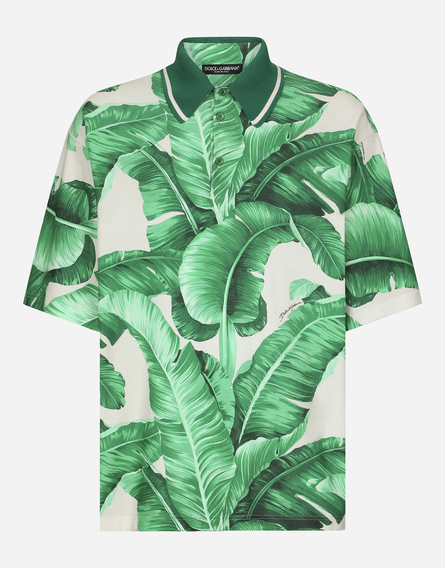 Košeľa Dolce & Gabbana Oversize Polo-shirt With Banana Tree Print Zelené | G8RG4THS7M4H2005, 0