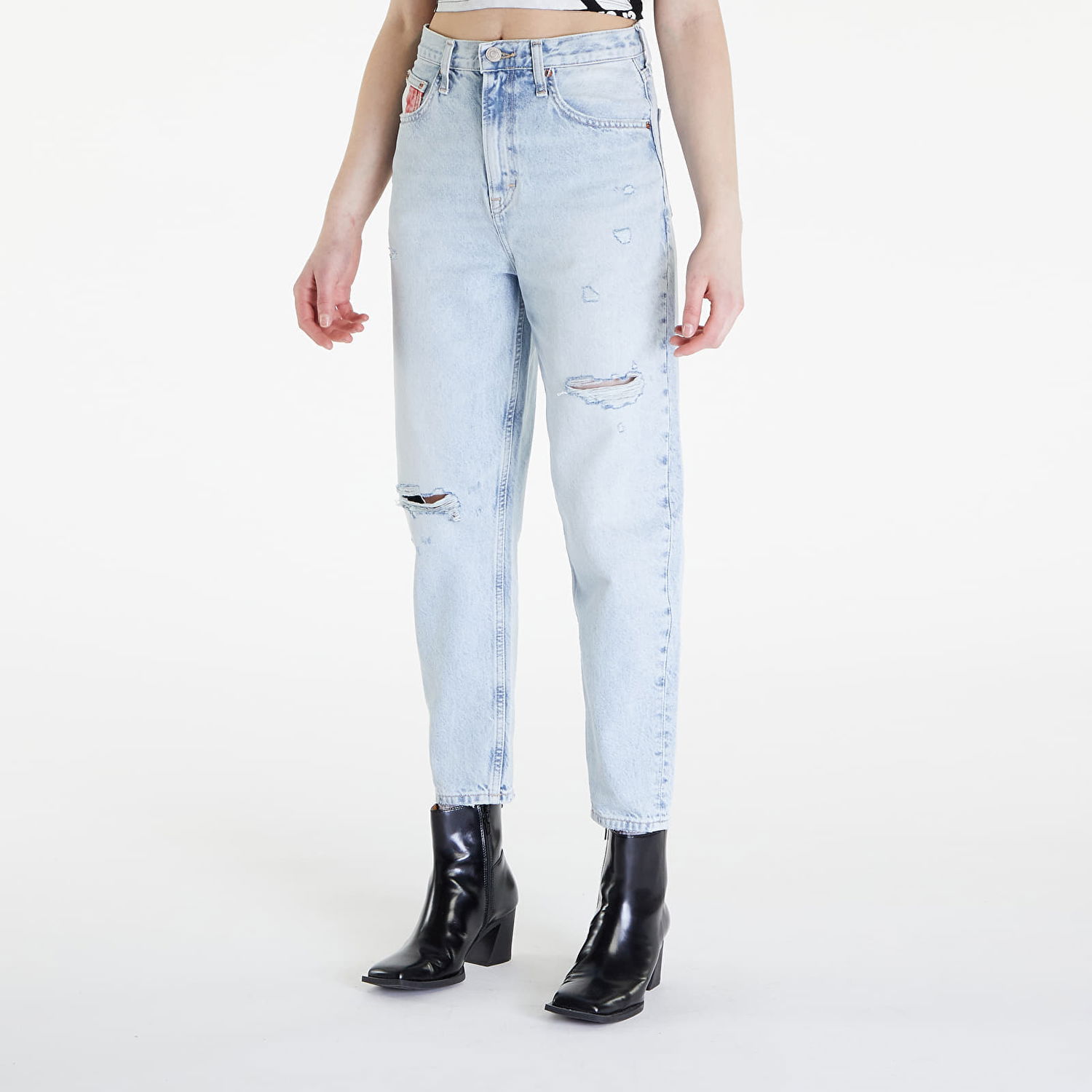 Džínsy Tommy Hilfiger Mom Jean Uh Tapered Flag Denim Modrá | DW0DW18314 1AB, 0