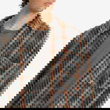 Košeľa Won Hundred Zayne Zip Overshirt Bleached Check Hnedá | 3702-14283, 5