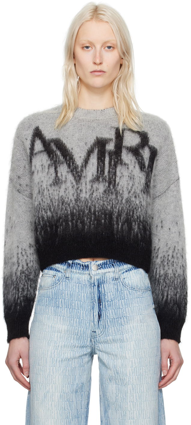 Sveter AMIRI Staggered Ombre Sweater Šedá | PS24WKL007, 0