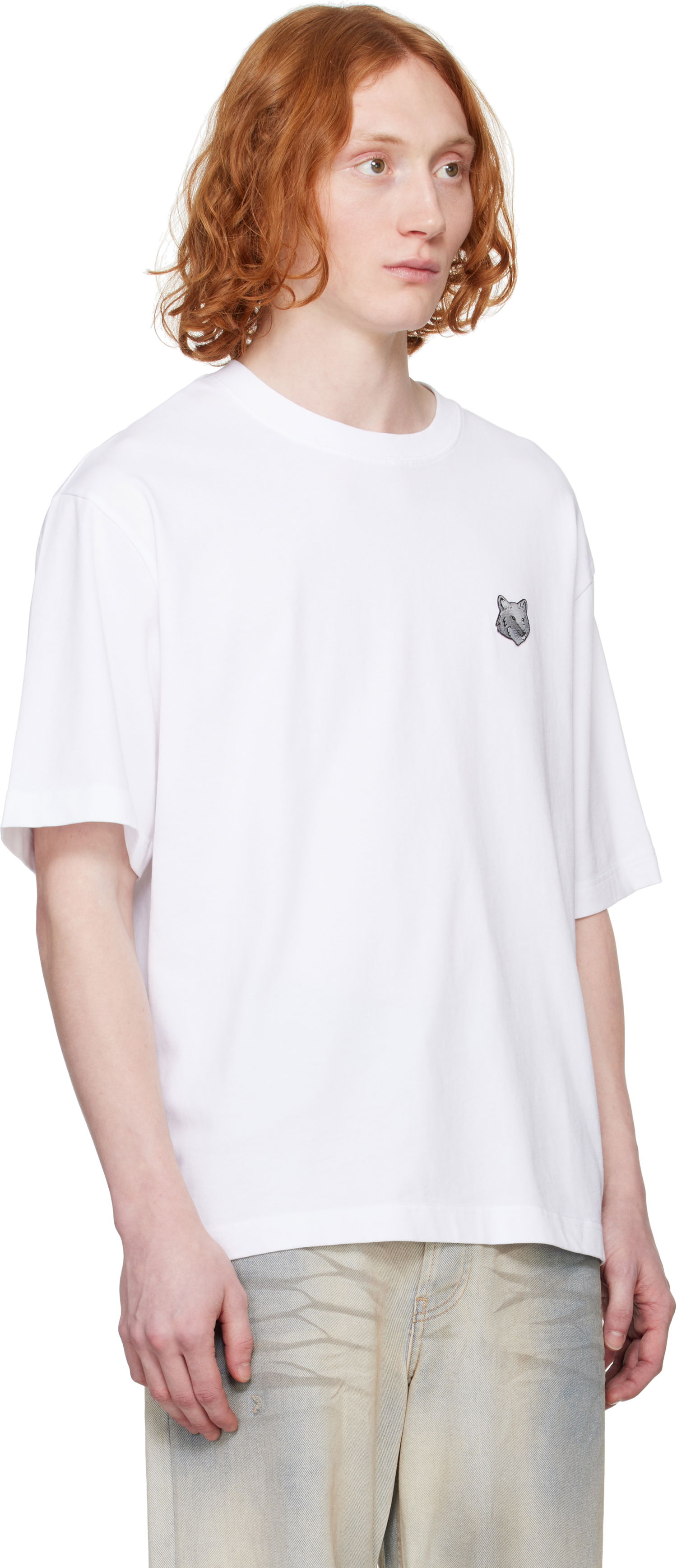 Tričko MAISON KITSUNÉ Maison Kitsuné Fox Head Patch Oversize T-Shirt Biela | OM00128KJ0119, 1
