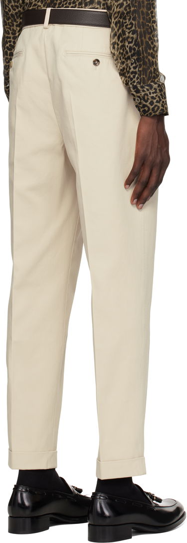 Nohavice Tom Ford TOM FORD Double Pleat Gabardine Trousers Béžová | SHP004-FMC187S25, 2