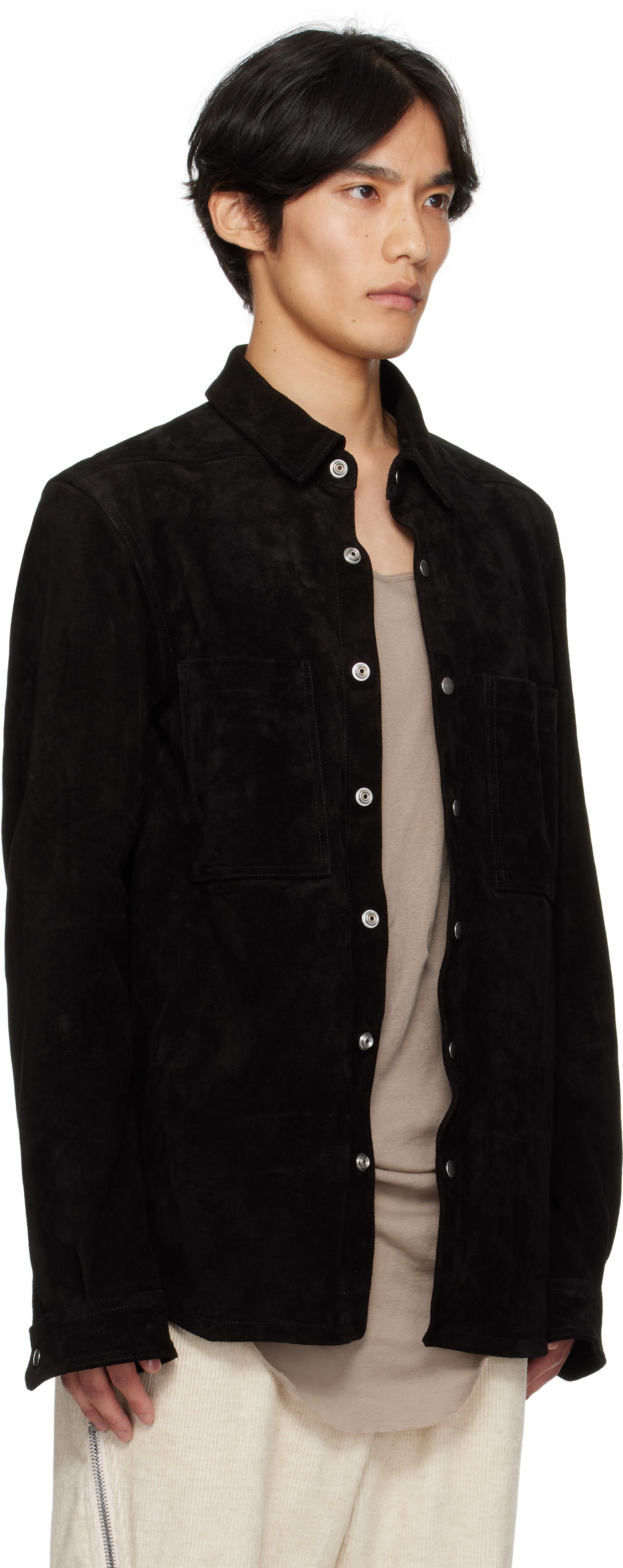 Bunda Rick Owens Rick Owens Concordians Suede Overshirt Čierna | RU02E1744 LCS, 1