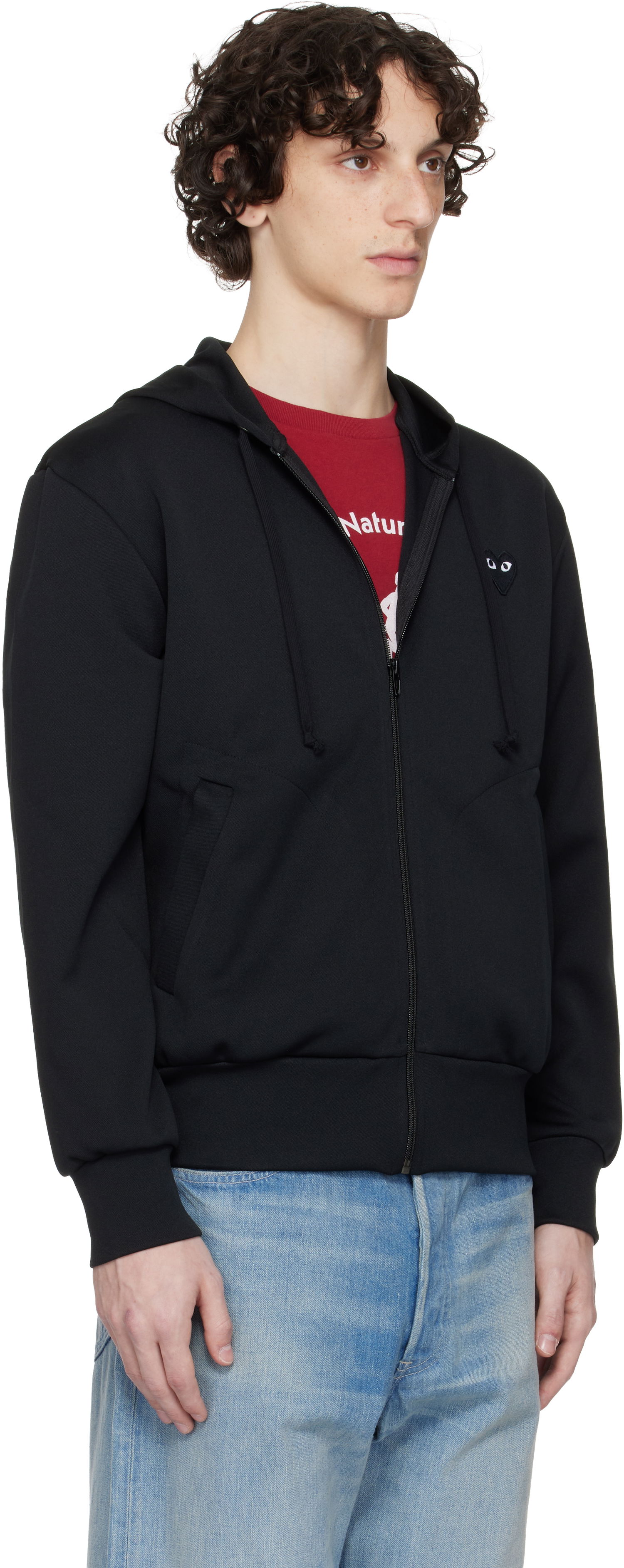 Mikina Comme des Garçons Zip Hoodie with Big Heart Print Čierna | AX-T254-051, 1