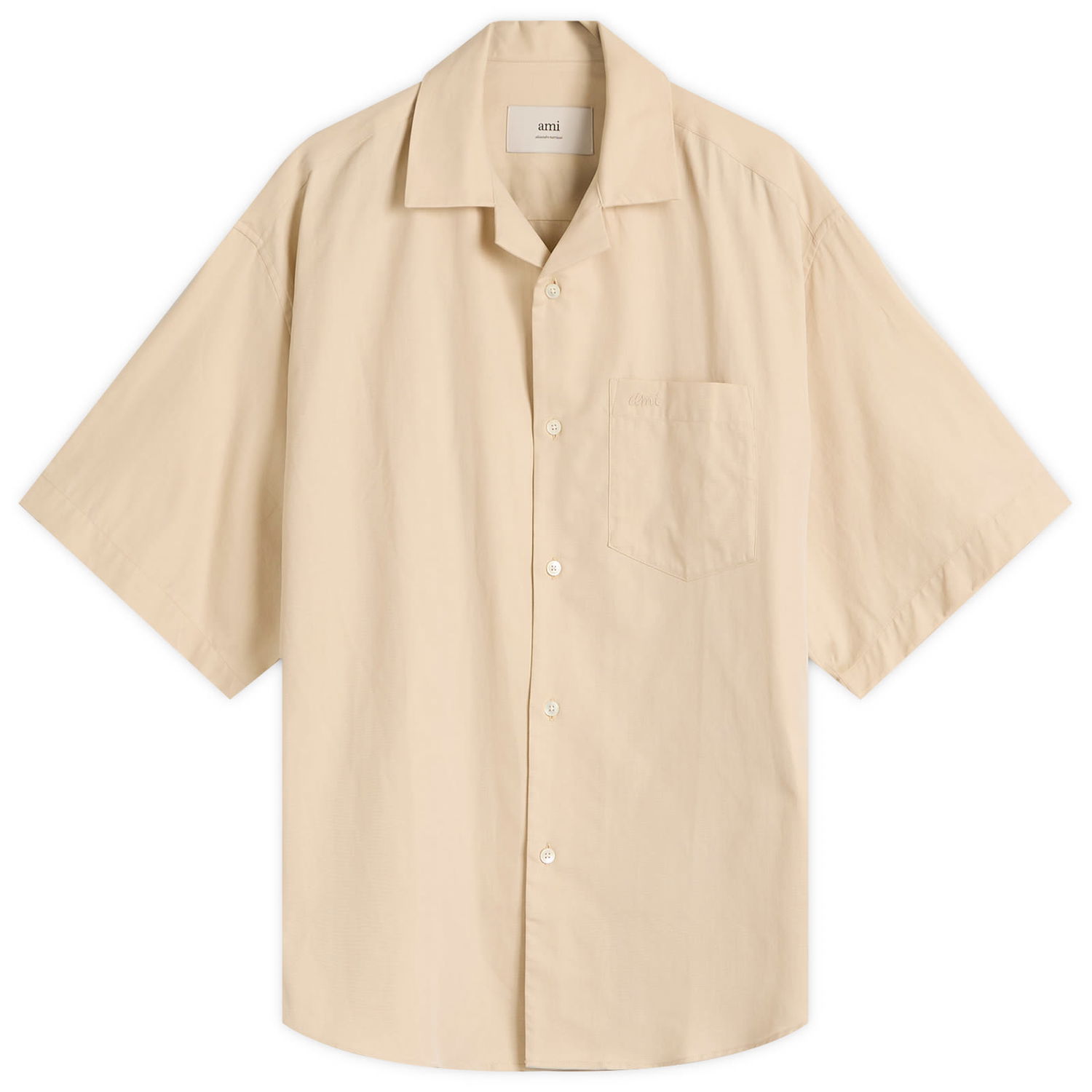 Košeľa AMI AMI Paris Men's Short Sleeve Boxy Shirt Béžová | HSH236-CO0099-725, 1