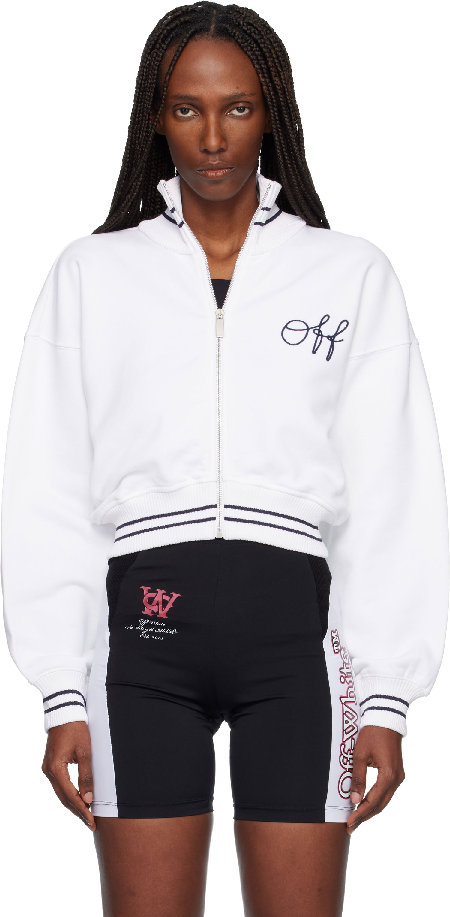 Bunda Off-White Script Logo Regular Zip-Up Jacket Biela | OWBE008F25FLE0010148, 0