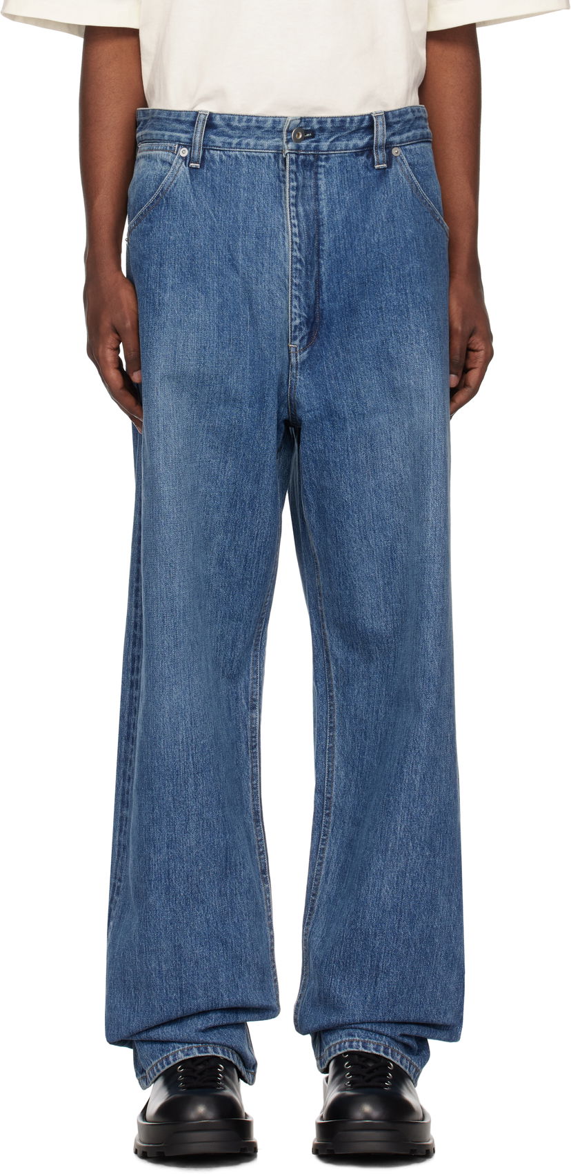 Džínsy Jil Sander Belted Jeans Modrá | J47KA0249_J45259