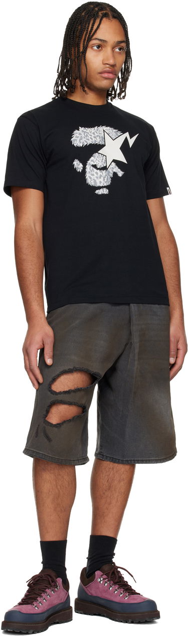 Tričko BAPE Wild Leopard Pattern Ape Face STA T-shirt Čierna | 001TEL801042M, 3