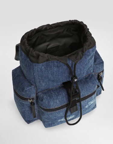 Batoh Dolce & Gabbana Dolce & Gabbana Denim Backpack with Embroidered Logo Modrá | EM0100AD7068M800, 3